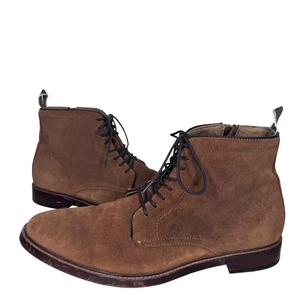 2020s ALDO Brown Suede Chukka Ankle Boots Men’s Size 12 Side Zip Lace Up
